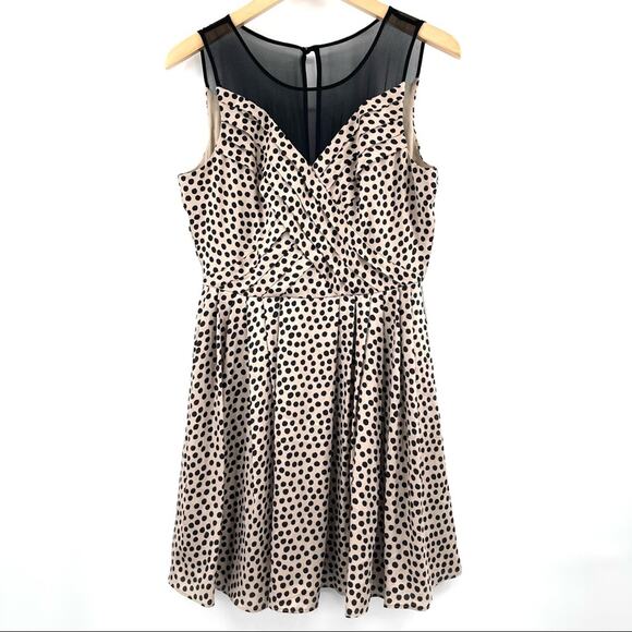 BCBGeneration Dress Chai Combo Polka Dot Dots Mesh Mini Black & Creme Size 6 - Picture 2 of 15